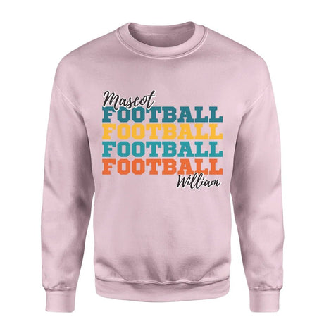 Personalized Football Football Football on a Sweatshirt With Mascot and Football Player Name on a Sweatshirt