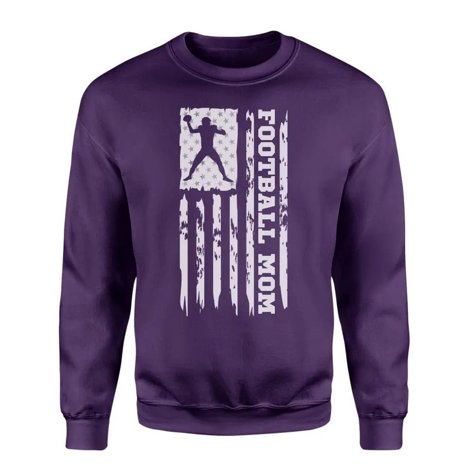 Football Mom Vertical Flag on a Sweatshirt with a White Graphic
