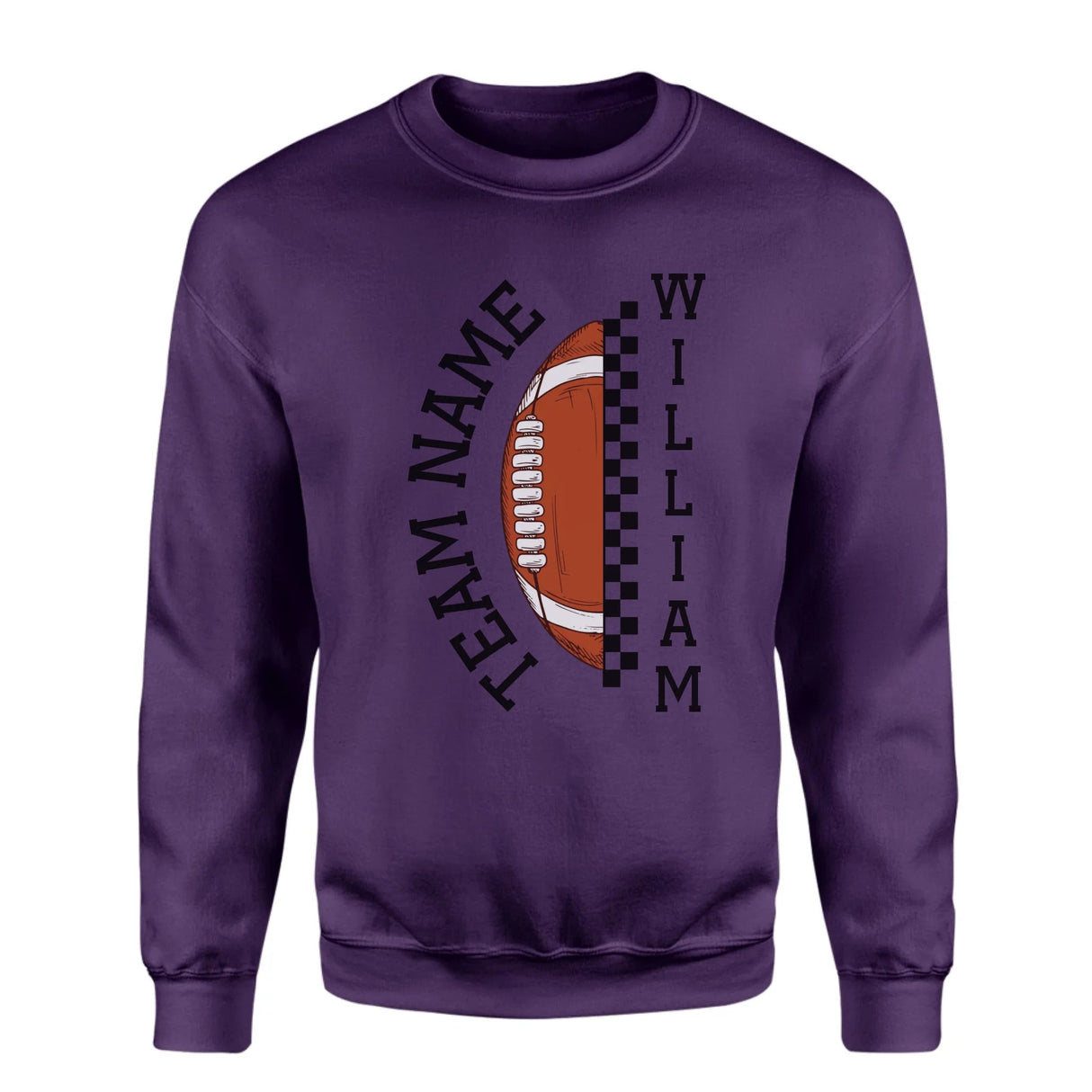 Personalized Football on a Sweatshirt With Team and Football Player Name on a Sweatshirt