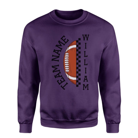 Personalized Football on a Sweatshirt With Team and Football Player Name on a Sweatshirt