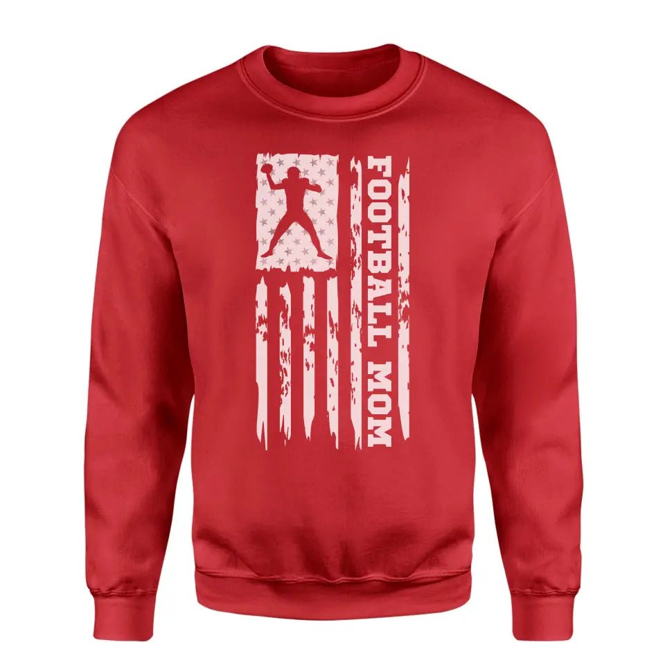 Football Mom Vertical Flag on a Sweatshirt with a White Graphic
