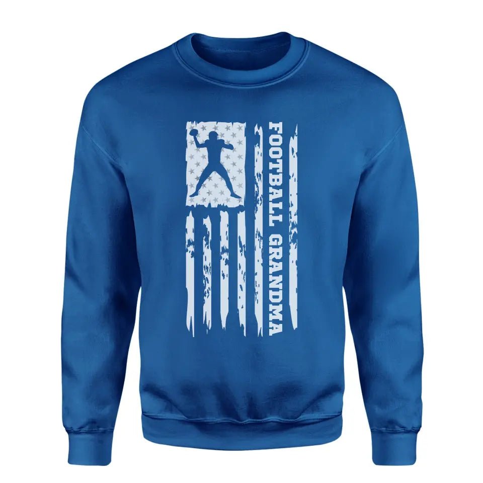 Football Grandma Vertical Flag on a Sweatshirt with a White Graphic