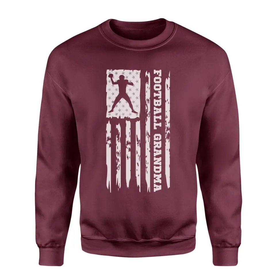Football Grandma Vertical Flag on a Sweatshirt with a White Graphic