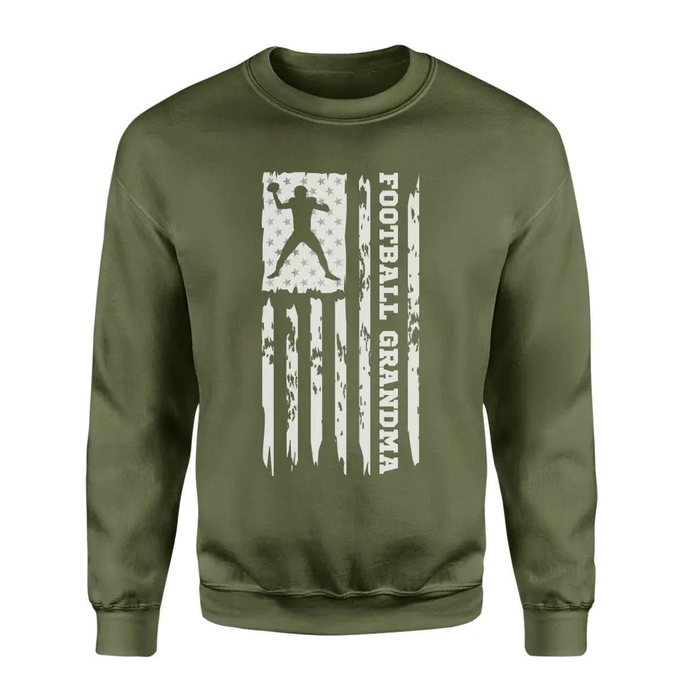 Football Grandma Vertical Flag on a Sweatshirt with a White Graphic