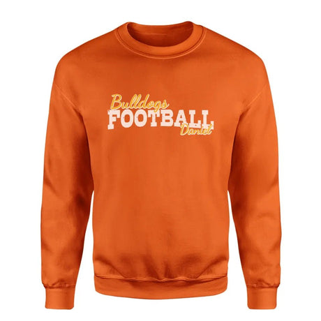 Custom Football Mascot and Football Player Name on a Sweatshirt with a White Graphic