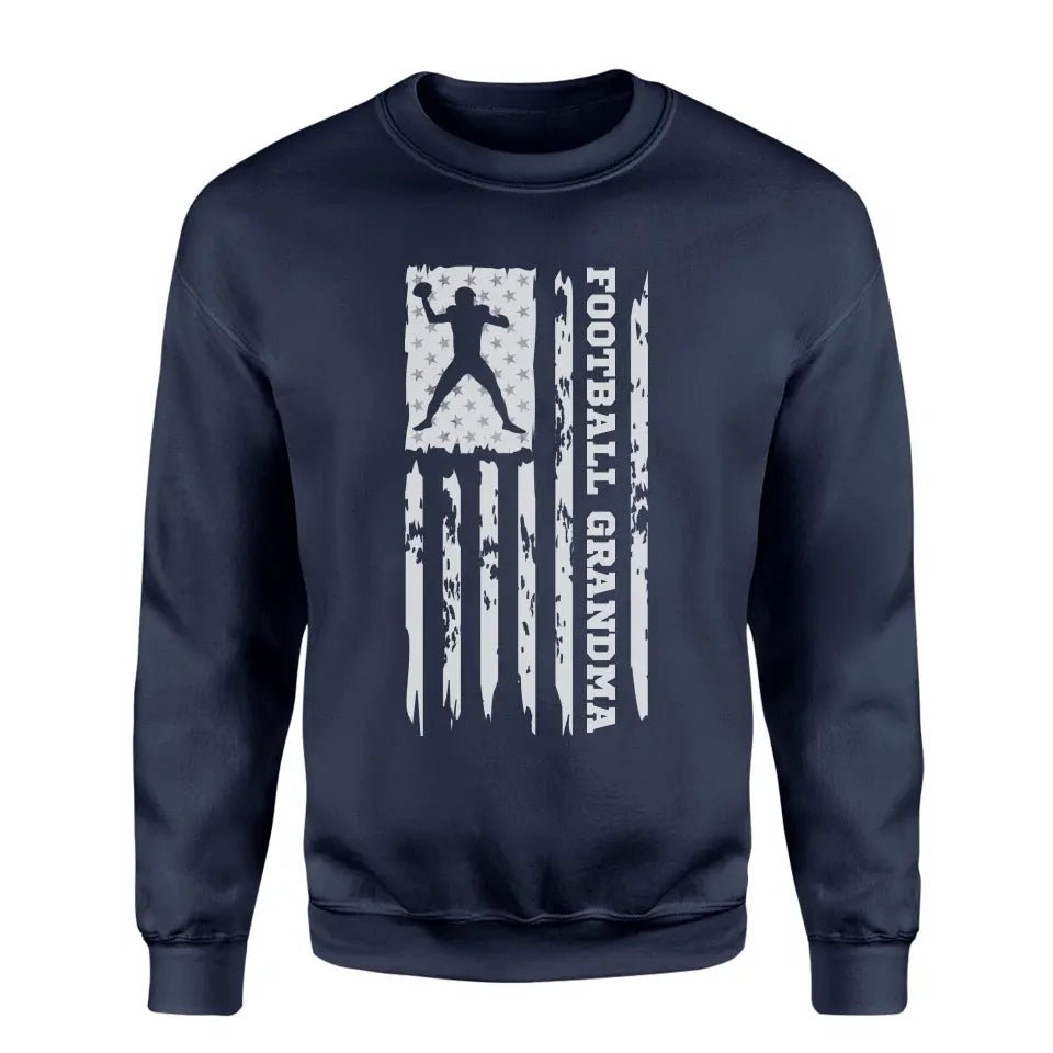 Football Grandma Vertical Flag on a Sweatshirt with a White Graphic