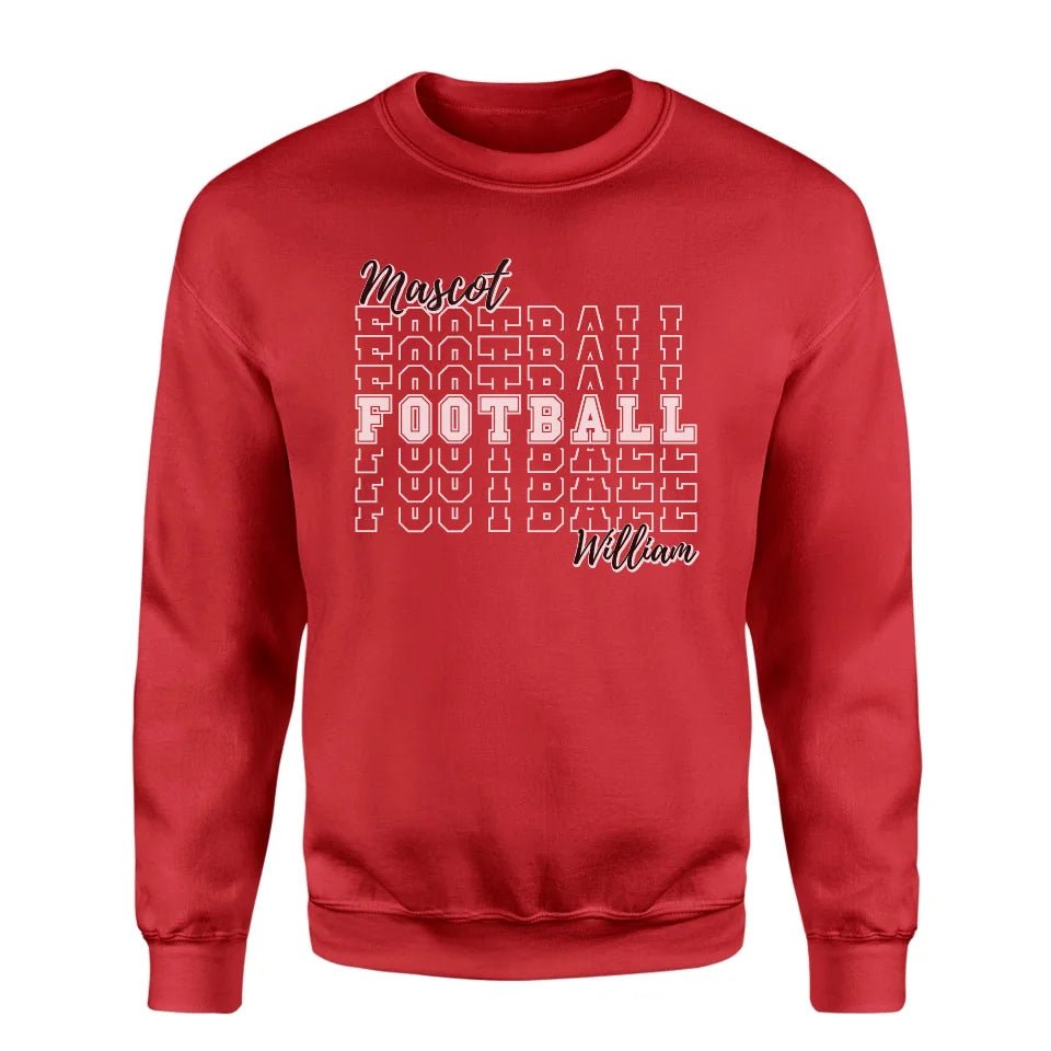 Custom Football on a Sweatshirt With Mascot and Football Player Name on a Sweatshirt