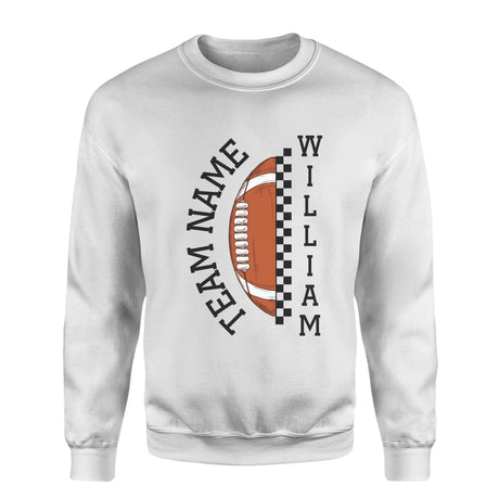 Personalized Football on a Sweatshirt With Team and Football Player Name on a Sweatshirt