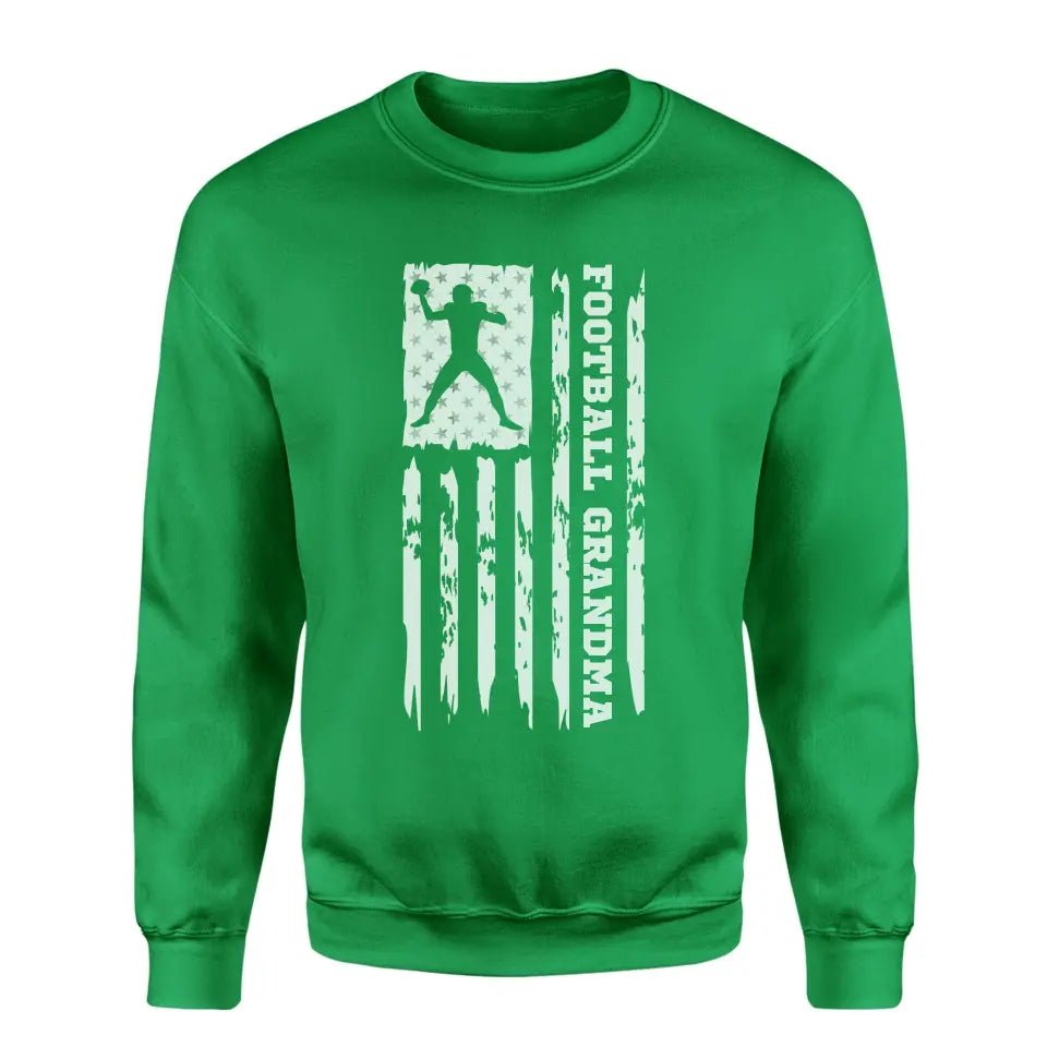 Football Grandma Vertical Flag on a Sweatshirt with a White Graphic