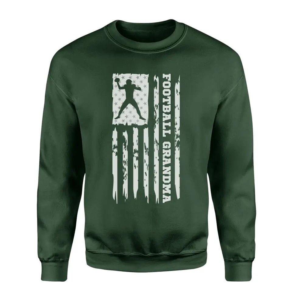 Football Grandma Vertical Flag on a Sweatshirt with a White Graphic