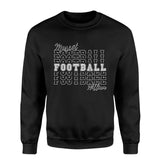 Custom Football on a Sweatshirt With Mascot and Football Player Name on a Sweatshirt