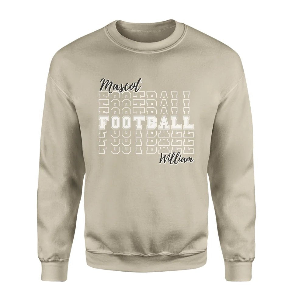 Custom Football on a Sweatshirt With Mascot and Football Player Name on a Sweatshirt