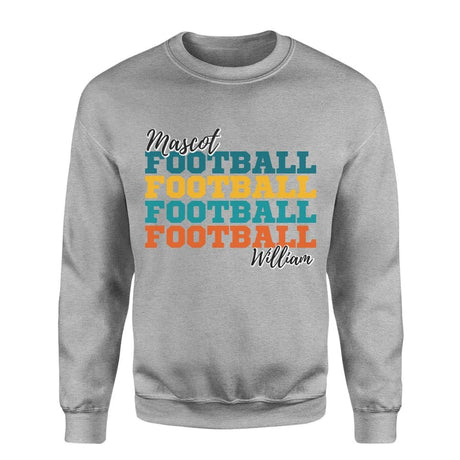 Personalized Football Football Football on a Sweatshirt With Mascot and Football Player Name on a Sweatshirt