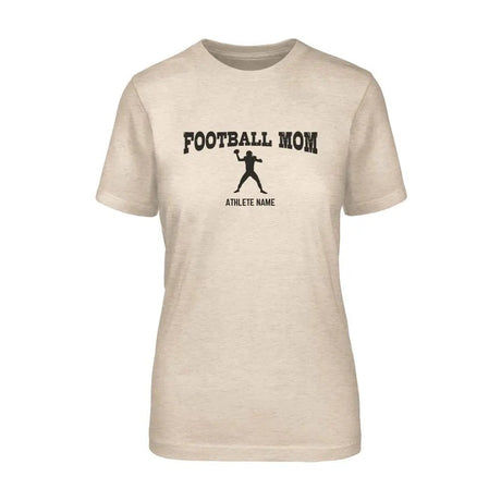 Football Mom with Football Player Icon and Football Player Name on a Unisex T-Shirt with a Black Graphic