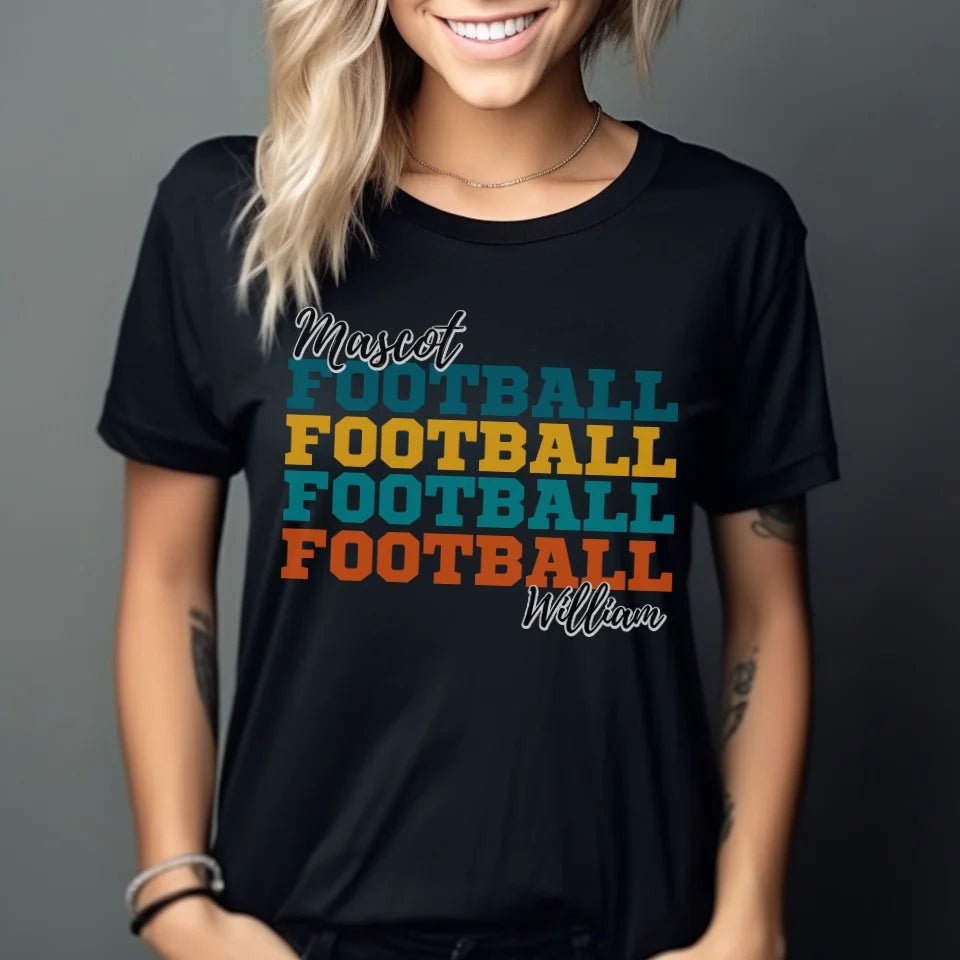 Personalized Football Football Football Shirt With Mascot and Football Player Name on a Unisex T-Shirt