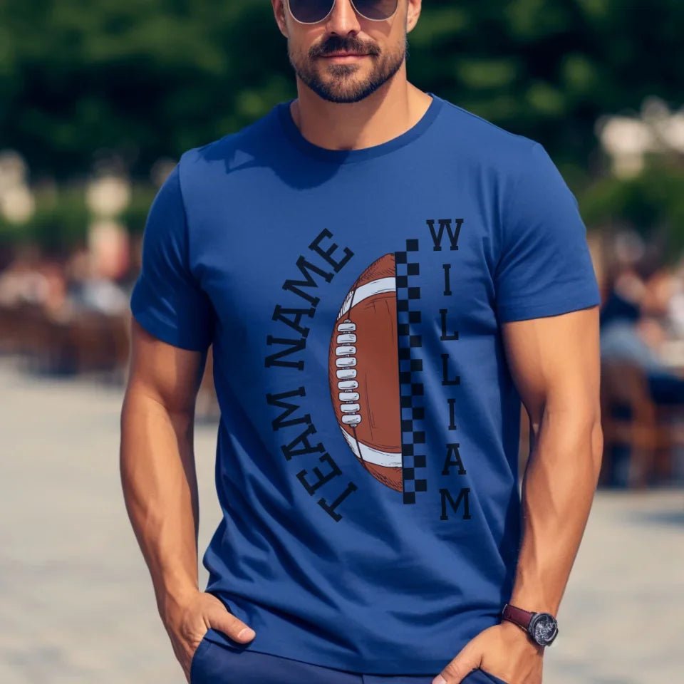 Personalized Football Shirt With Team and Football Player Name on a Unisex T-Shirt