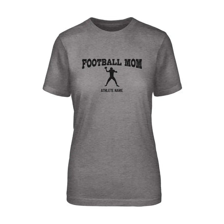 Football Mom with Football Player Icon and Football Player Name on a Unisex T-Shirt with a Black Graphic