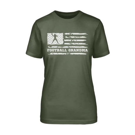 Football Grandma Horizontal Flag on a Unisex T-Shirt with a White Graphic