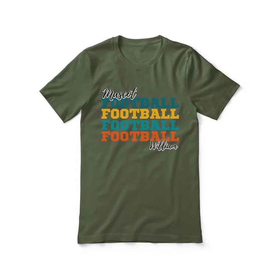 Personalized Football Football Football Shirt With Mascot and Football Player Name on a Unisex T-Shirt