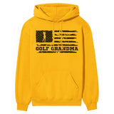 Golf Grandma Horizontal Flag on a Hoodie with a Black Graphic