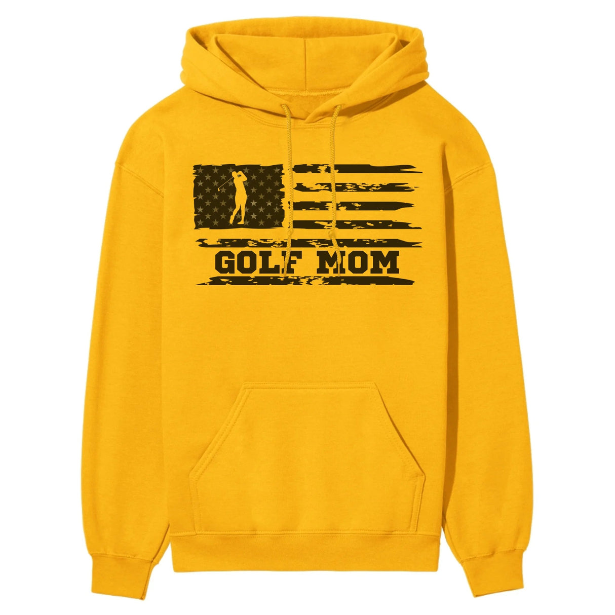 Golf Mom Horizontal Flag on a Hoodie with a Black Graphic