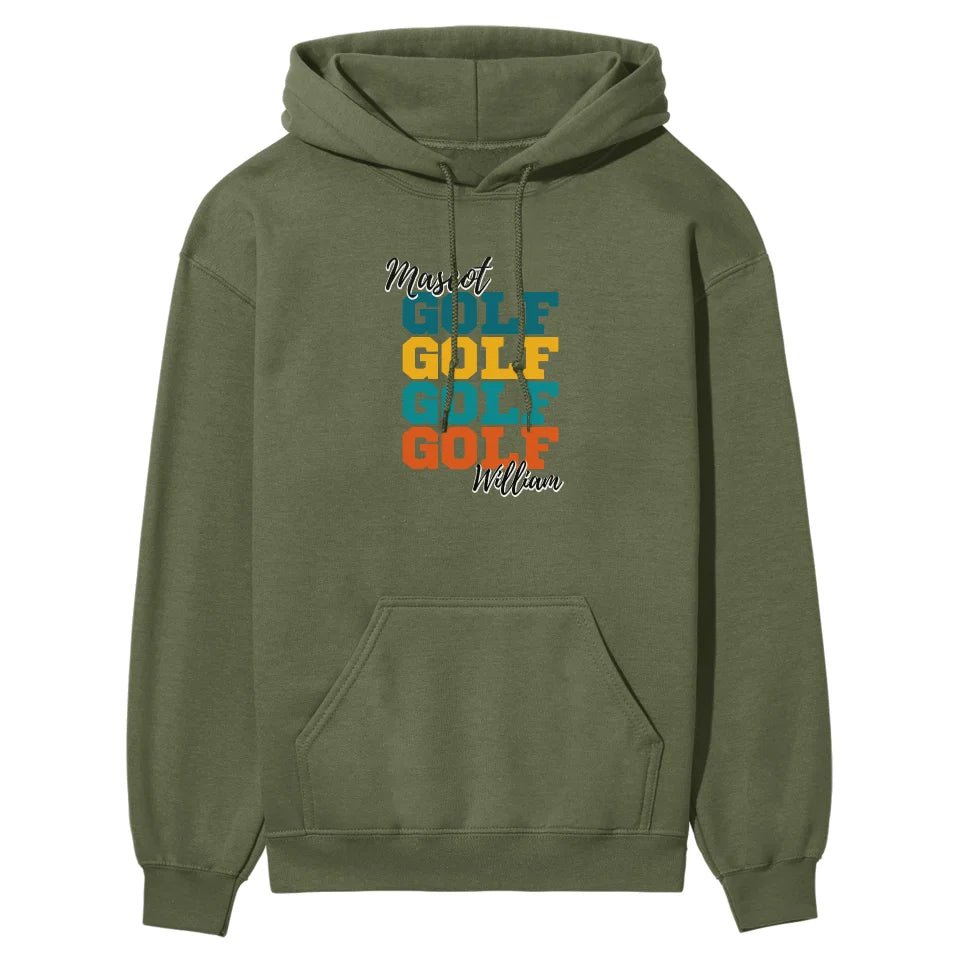 Personalized Golf Golf Golf on a Hoodie With Mascot and Golfer Name on a Hoodie