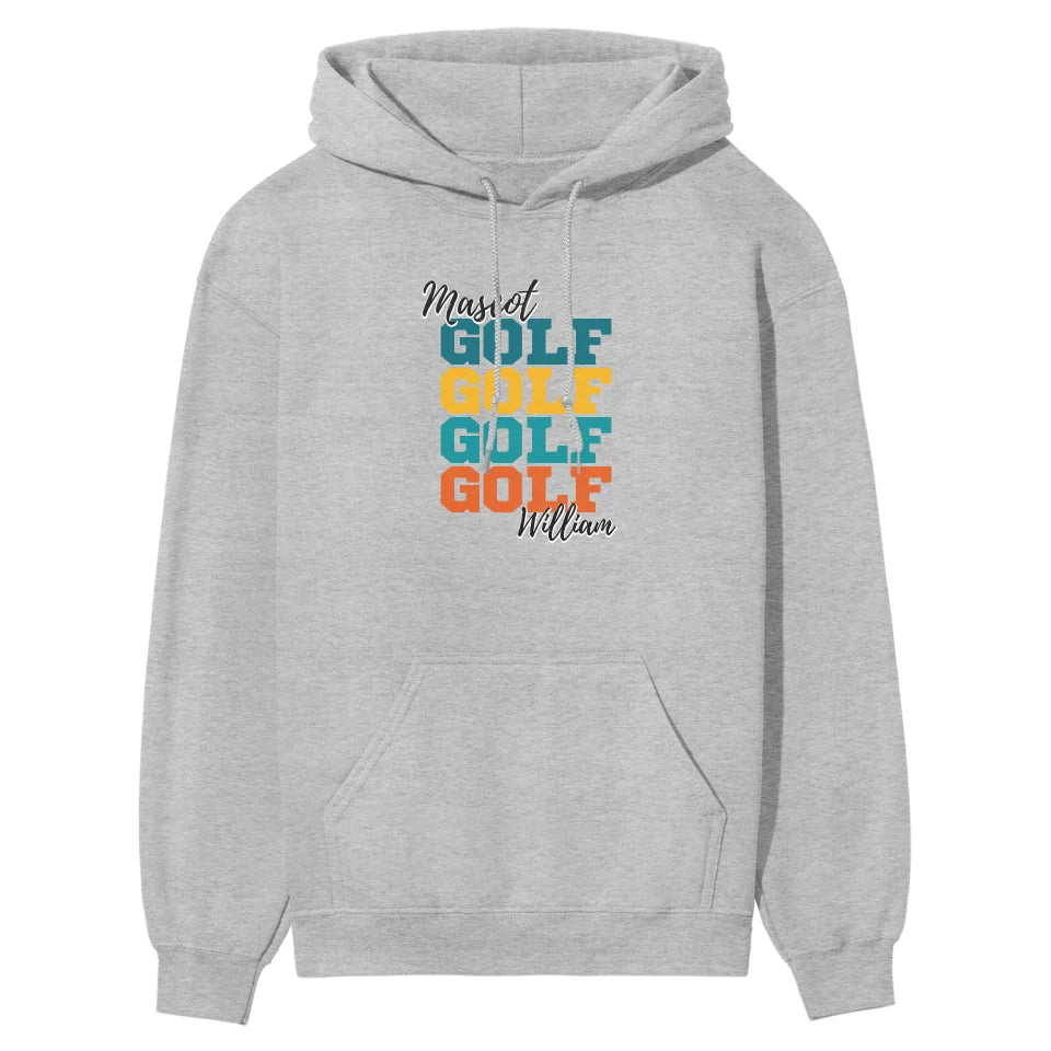 Personalized Golf Golf Golf on a Hoodie With Mascot and Golfer Name on a Hoodie