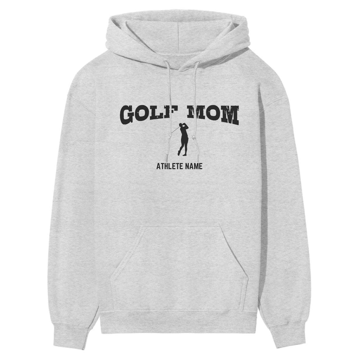 Golf Mom with Golfer Icon and Golfer Name on a Hoodie with a Black Graphic