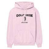 Golf Mom with Golfer Icon and Golfer Name on a Hoodie with a Black Graphic