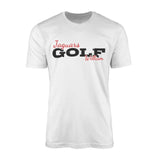 Custom Golf Mascot and Golfer Name on a Men's T-Shirt with a Black Graphic