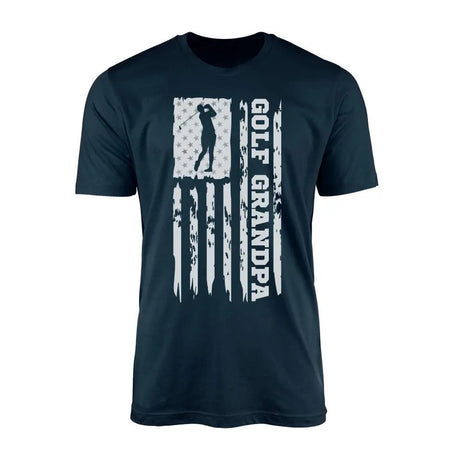 Golf Grandpa Vertical Flag on a Men's T-Shirt with a White Graphic