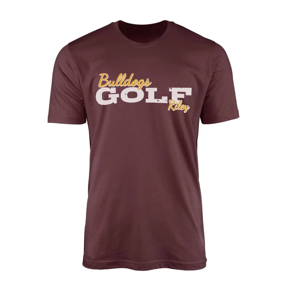 Custom Golf Mascot and Golfer Name on a Men's T-Shirt with a White Graphic