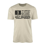 Golf Grandpa Horizontal Flag on a Men's T-Shirt with a Black Graphic