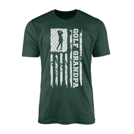 Golf Grandpa Vertical Flag on a Men's T-Shirt with a White Graphic