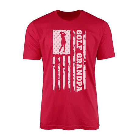 Golf Grandpa Vertical Flag on a Men's T-Shirt with a White Graphic