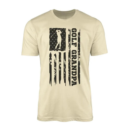 Golf Grandpa Vertical Flag on a Men's T-Shirt with a Black Graphic