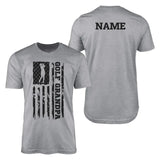 Golf Grandpa Vertical Flag With Golfer Name on a Men's T-Shirt with a Black Graphic