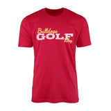 Custom Golf Mascot and Golfer Name on a Men's T-Shirt with a White Graphic