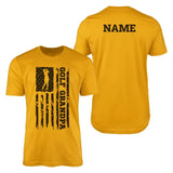Golf Grandpa Vertical Flag With Golfer Name on a Men's T-Shirt with a Black Graphic