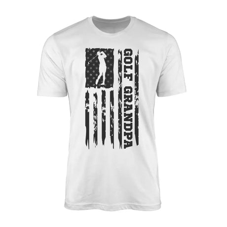 Golf Grandpa Vertical Flag on a Men's T-Shirt with a Black Graphic
