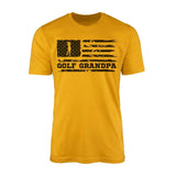 Golf Grandpa Horizontal Flag on a Men's T-Shirt with a Black Graphic
