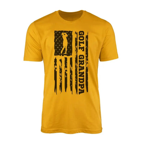 Golf Grandpa Vertical Flag on a Men's T-Shirt with a Black Graphic