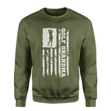 Golf Grandma Vertical Flag on a Sweatshirt with a White Graphic
