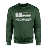 Golf Grandpa Horizontal Flag on a Sweatshirt with a White Graphic