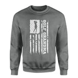 Golf Grandma Vertical Flag on a Sweatshirt with a White Graphic