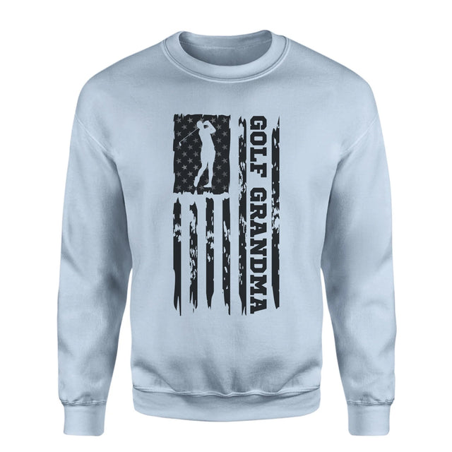 Golf Grandma Vertical Flag on a Sweatshirt with a Black Graphic