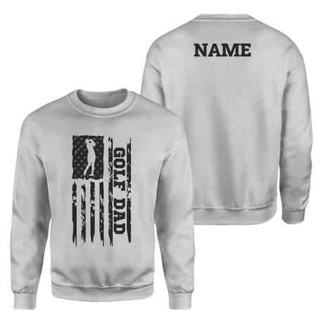 Golf Dad Vertical Flag With Golfer Name on a Sweatshirt with a Black Graphic