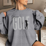 Personalized Golf on a Sweatshirt With Modern Bold Design and Golfer Name on Sleeve on a Sweatshirt