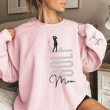 Personalized Golf Mom on a Sweatshirt With Mascot, Icon, and Golfer Name on Sleeve on a Sweatshirt