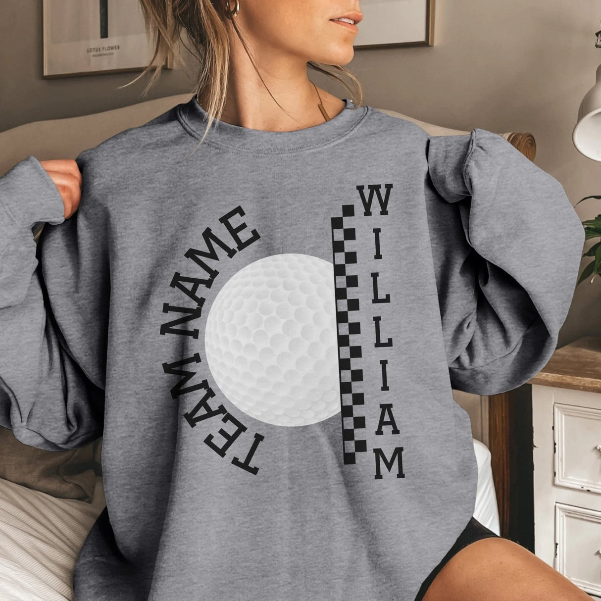 Personalized Golf on a Sweatshirt With Team and Golfer Name on a Sweatshirt